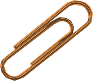 orange cutout of a paperclip